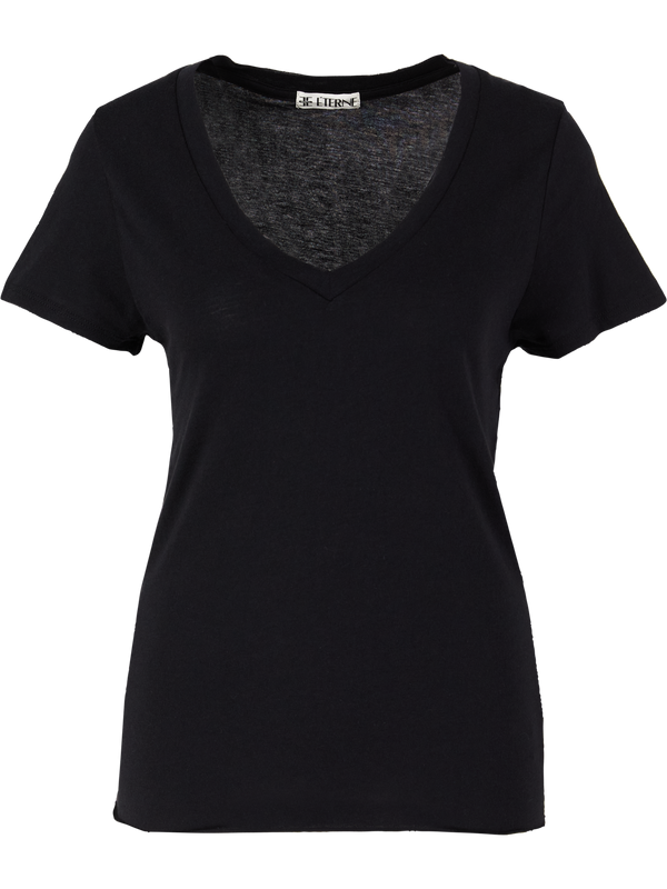 T-shirt with V-neck black