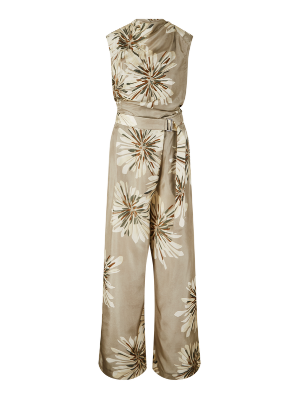 Floraler Jumpsuit aus Seide Khaki