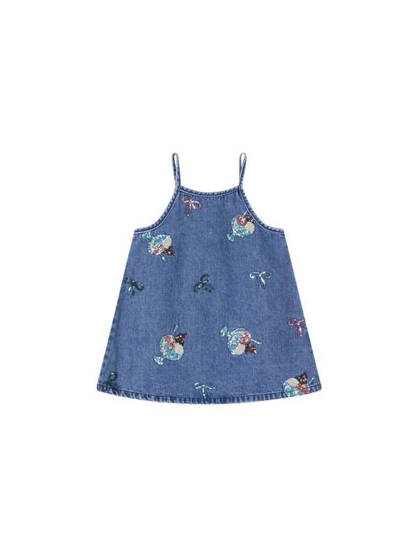 Denim-Kleid 'Magot' mit Pailletten Mittelblau