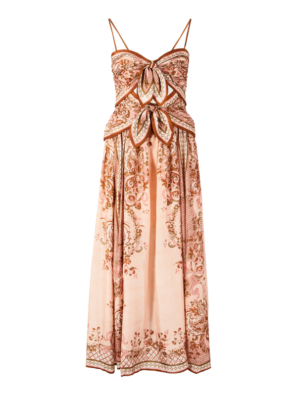 Florales Midikleid 'Aster Scarf' aus Seide Multi