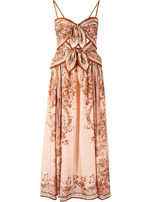 Florales Midikleid 'Aster Scarf' aus Seide Multi