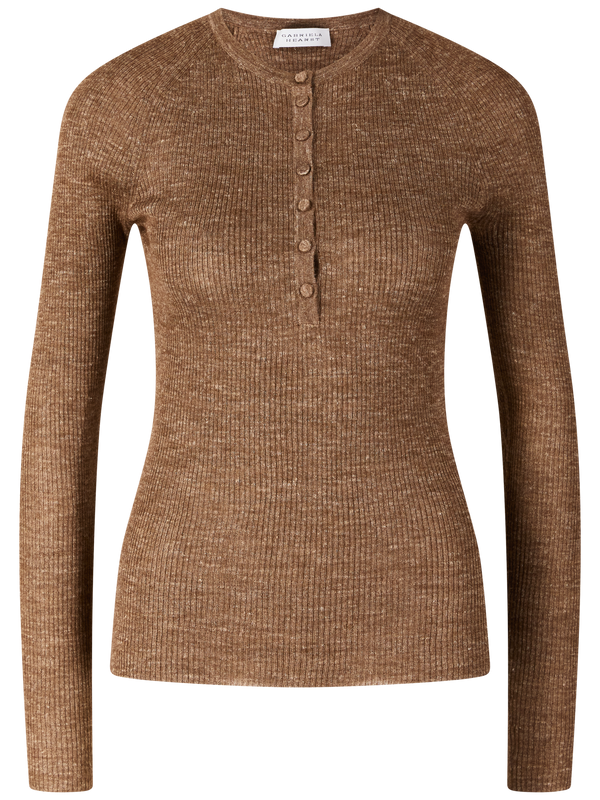 Langarmshirt 'Anges' aus Cashmere und Seide Braun