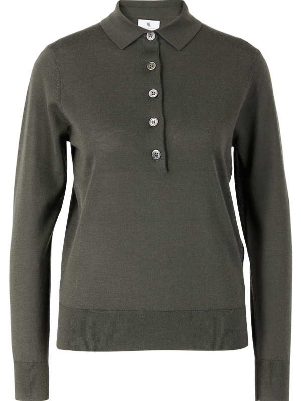 Woll-Cashmere-Seidenpolopullover in Thyme
