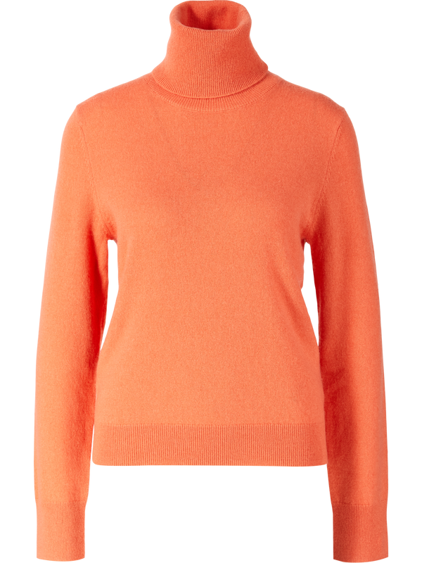 Cashmere jumper with a roll neck, tangerine