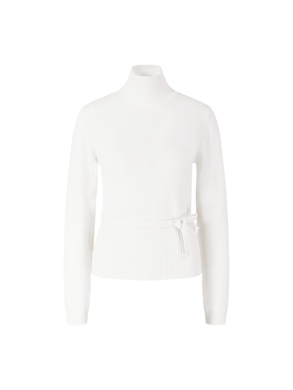 Wool and cashmere jumper with a stand-up collar, cream
