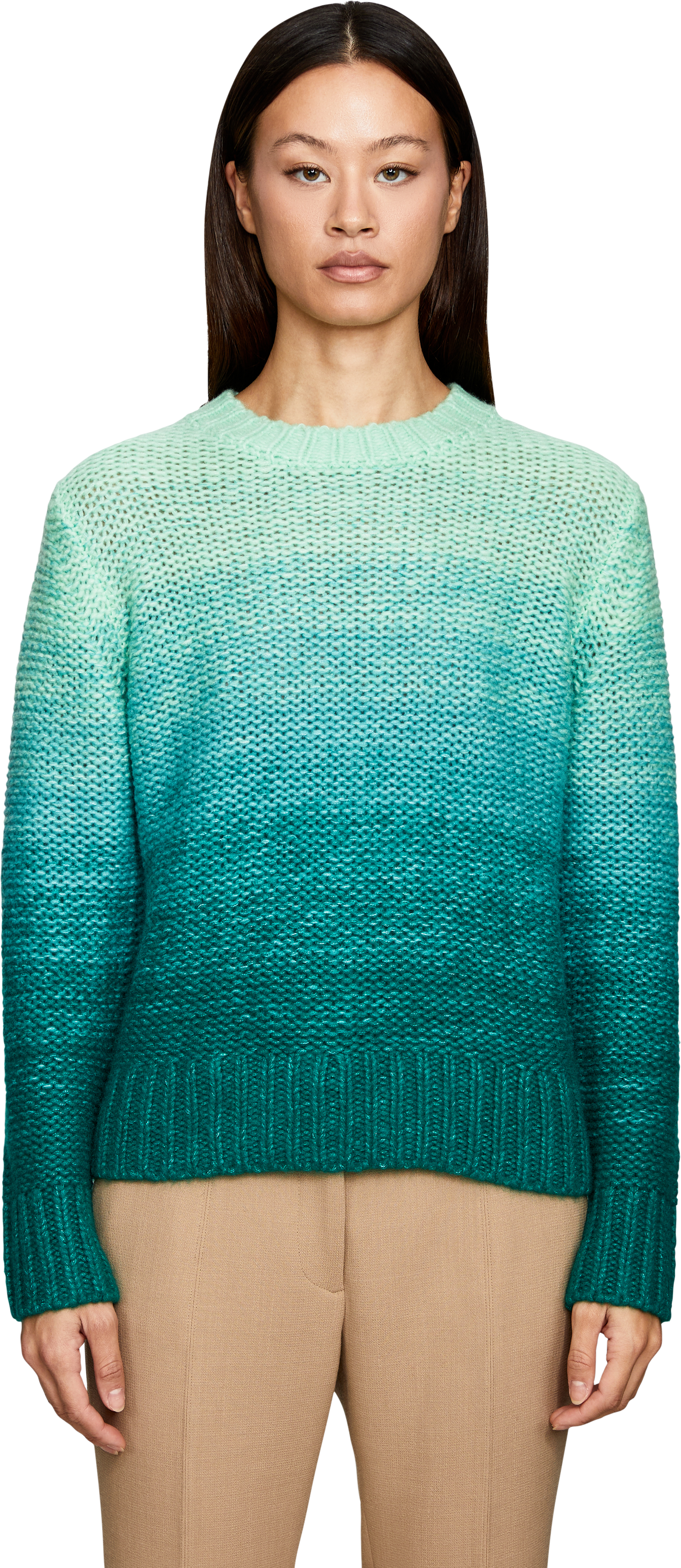 Iris von Arnim Cashmere-Seidenpullover 'RAINBOW DEGRADÉ 50' Mela/Mint, Frontansicht – UNGER.DE