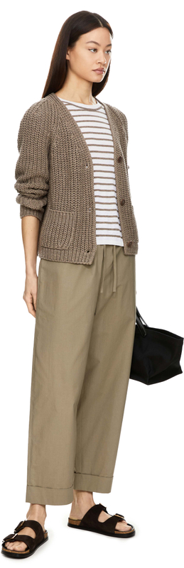 Strickjacke 'Aliva' aus Seide und Leinen Taupe