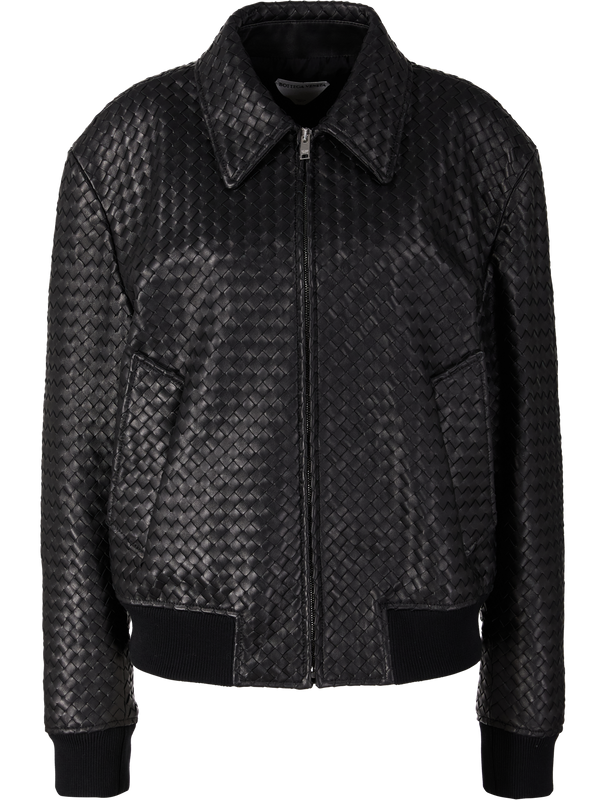 Intrecciato Lederblouson Small Schwarz