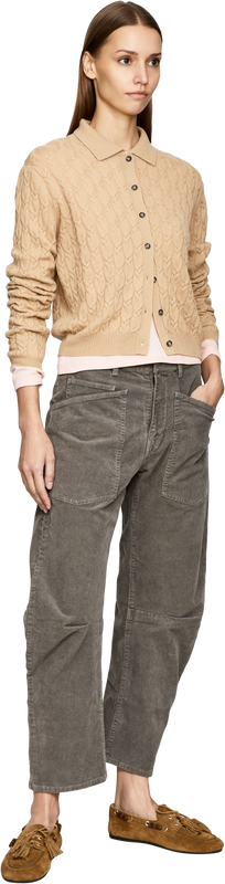 Cashmere-Strickjacke mit Zopfmuster Beige