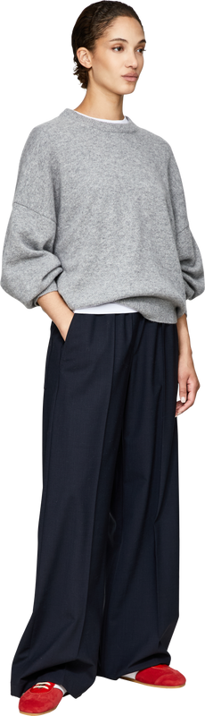 Cashmere jumper with a bubble silhouette in silver melange