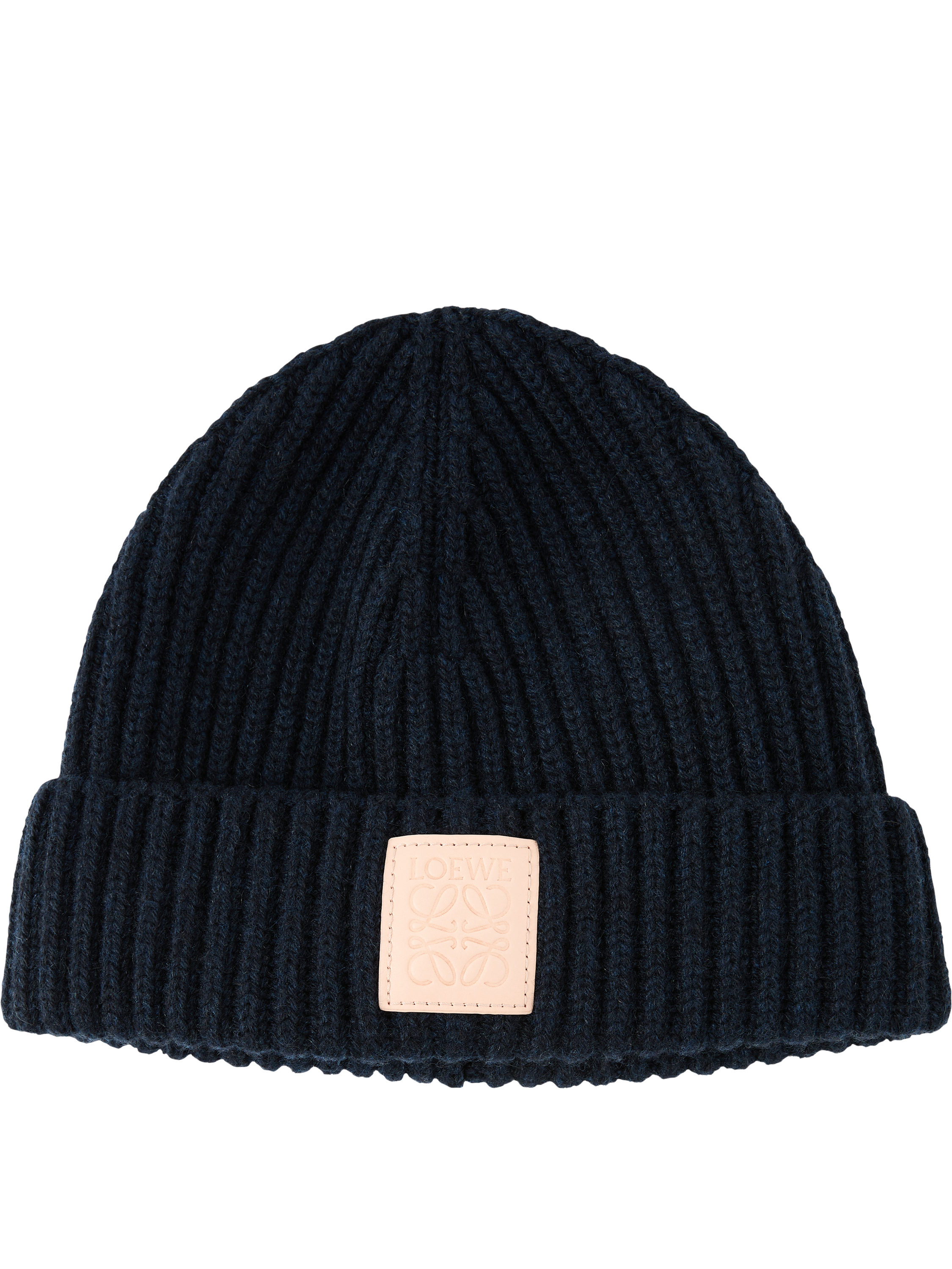 LOEWE Cashmere-Mütze mit Anagram-Patch Marineblau, Produktansicht – UNGER.DE
