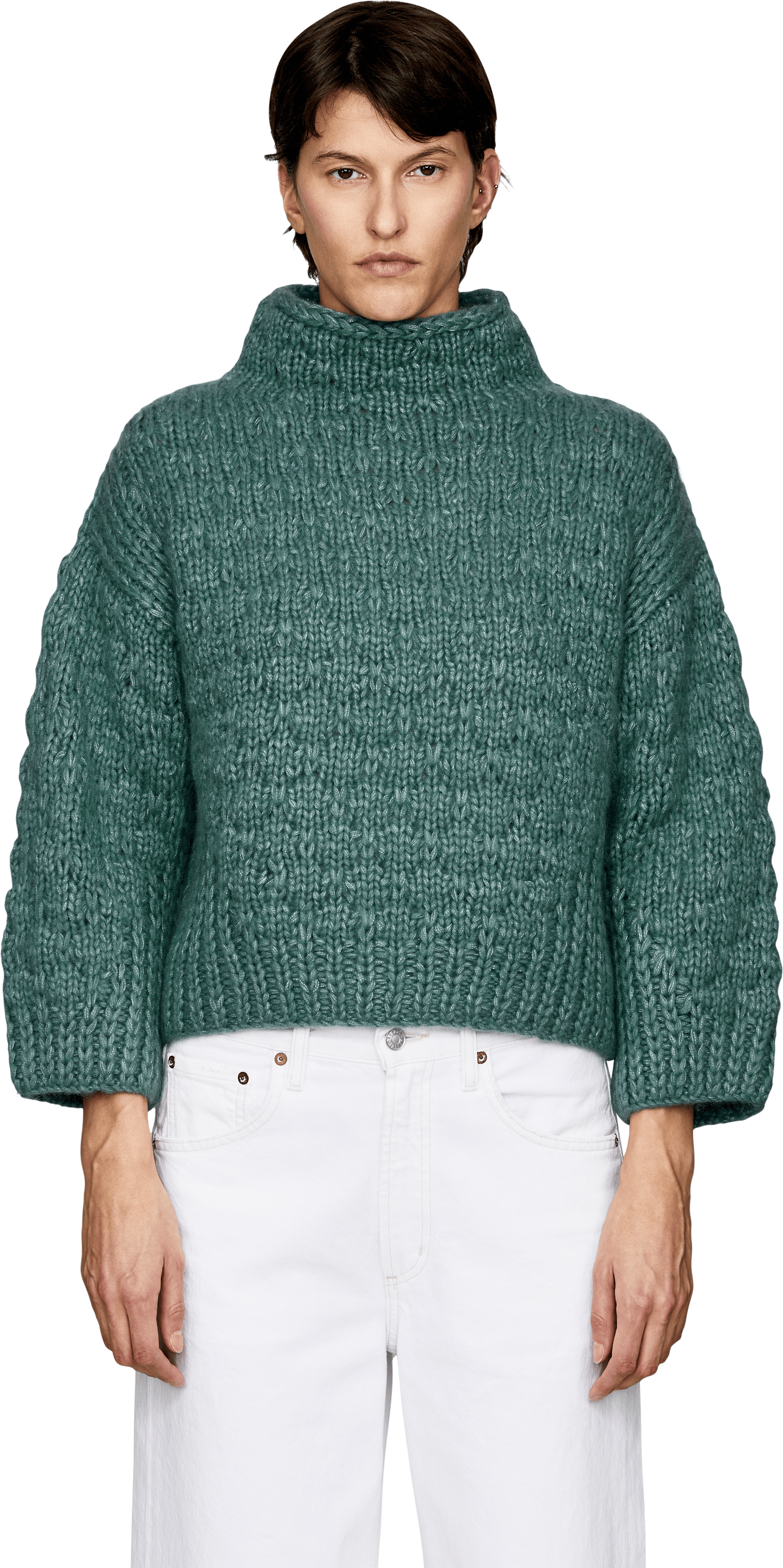 Iris von Arnim Handstrick Pullover 'Lunara' aus Cashmere und Seide Farn, Front view – UNGER.DE