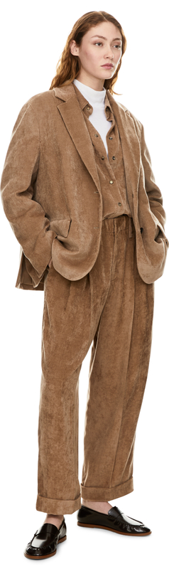 Blazer aus Fluid-Cordsamt mit Monili Beige