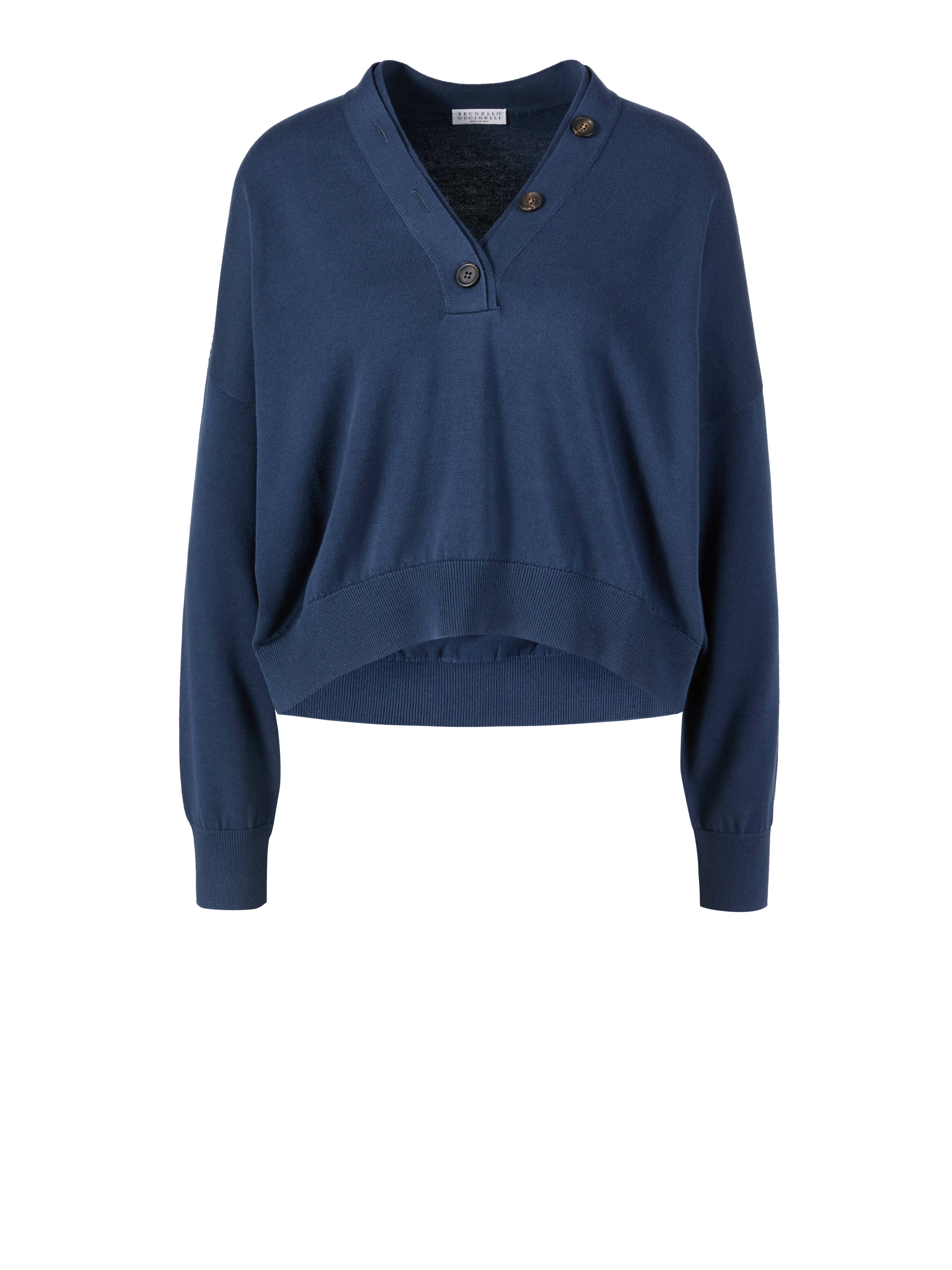 Oversized Baumwollpullover Marineblau