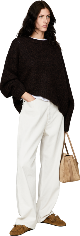 Cashmere-Seidenpullover mit Rundhalsausschnitt Brown Black