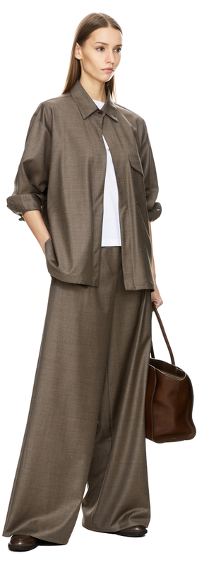 Oversized Hemd 'Tasmania' aus Schurwolle Braun