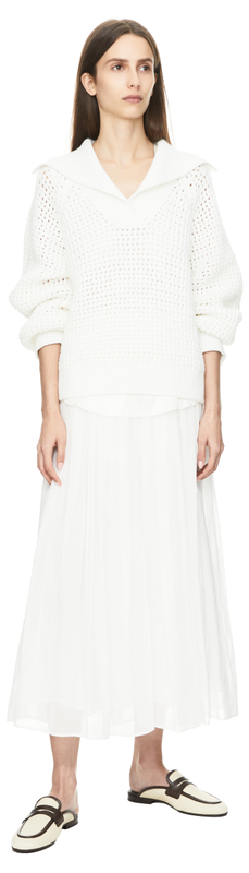 Pullover mit Ajour-Lochmusterung Crème