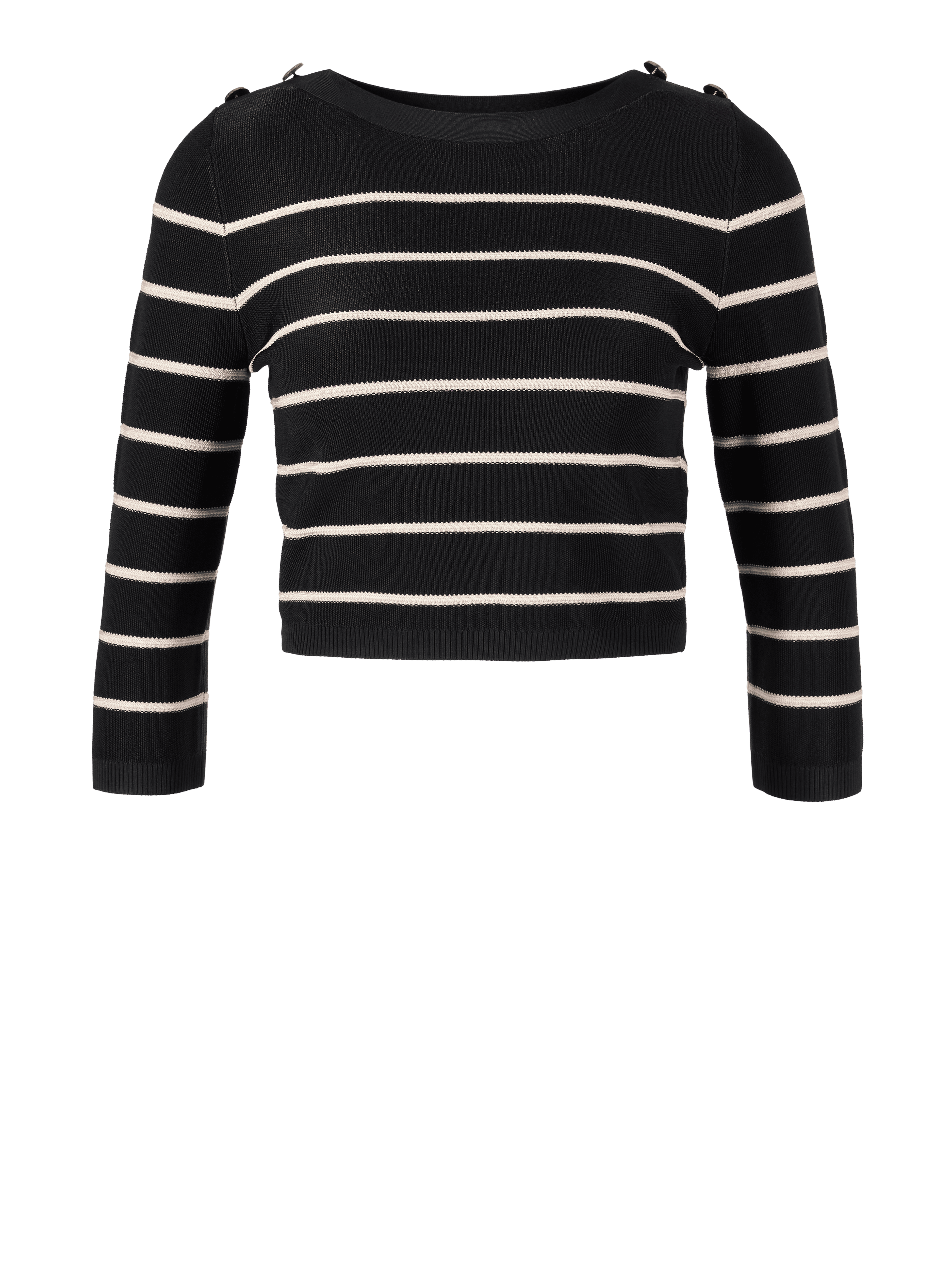 Short knitted sweater 'Crush Stripe' black/white