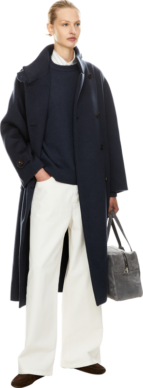Cashmere jumper with Monili pearls, dark blue