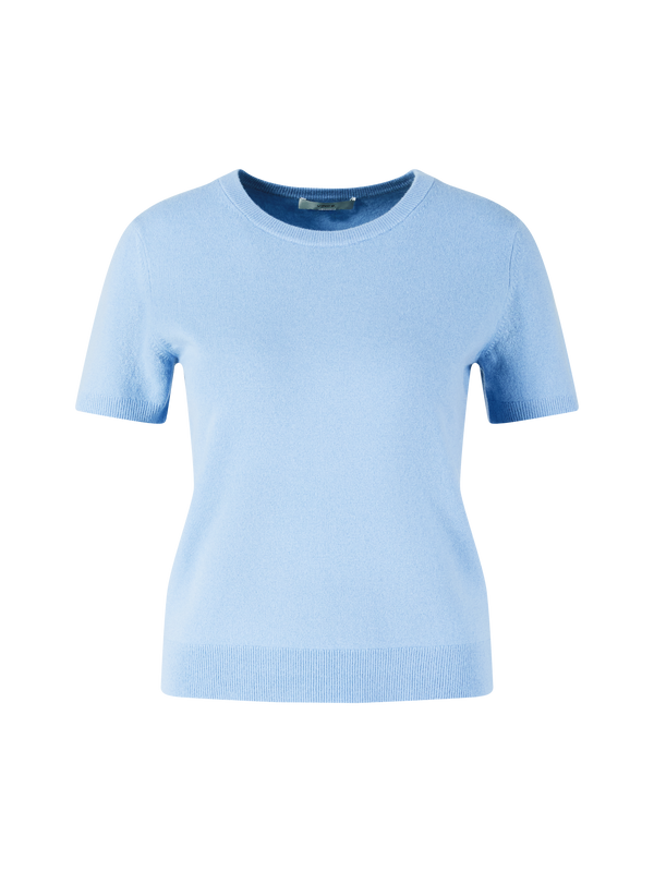Kurzärmeliger Woll-Cashmere-Pullover in Blau