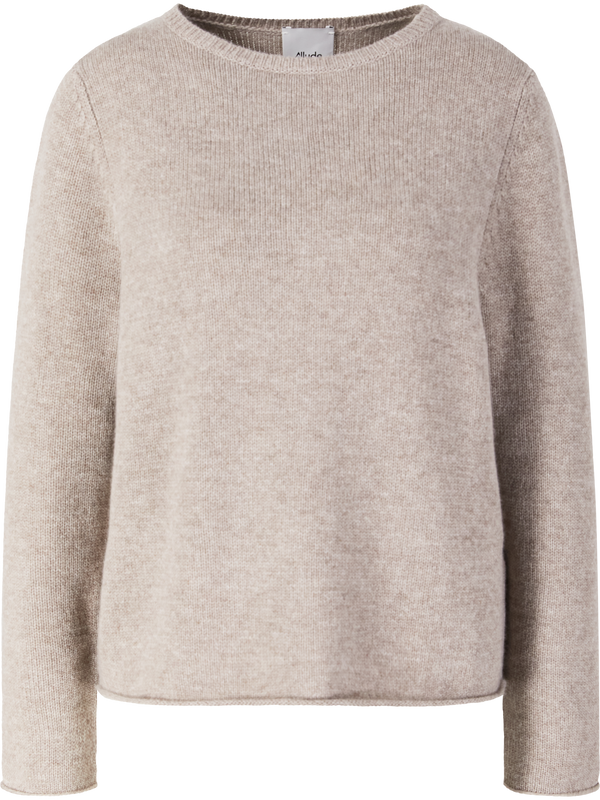 Cashmere-Pullover mit Rundhalsausschnitt Beige