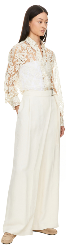 Spitzenhemd aus Blumenjacquard Beige