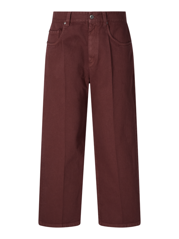 Cropped straight-fit jeans burgundy