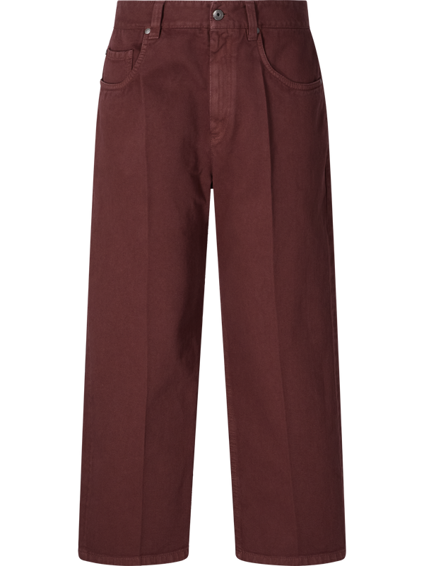 Cropped straight-fit jeans burgundy