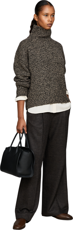 'Malvina' cashmere roll-neck jumper nero/taupe
