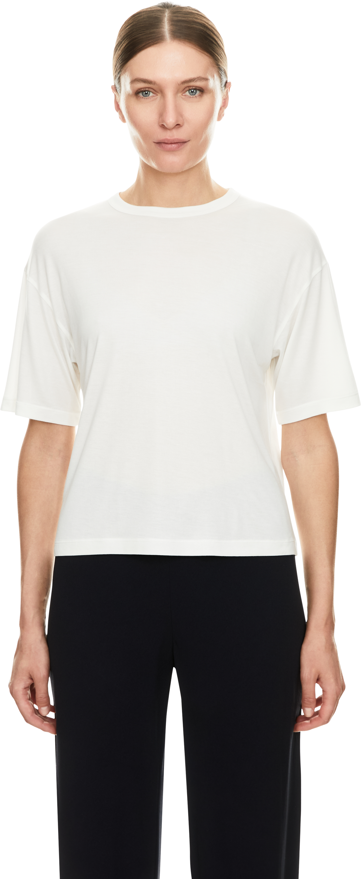 Vince Lockeres T-Shirt Crème, Frontansicht – UNGER.DE