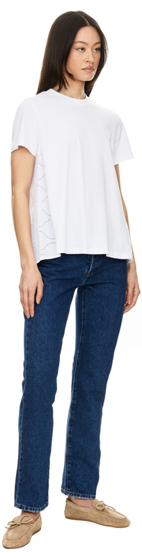 T-Shirt mit Lochstickerei Weiß