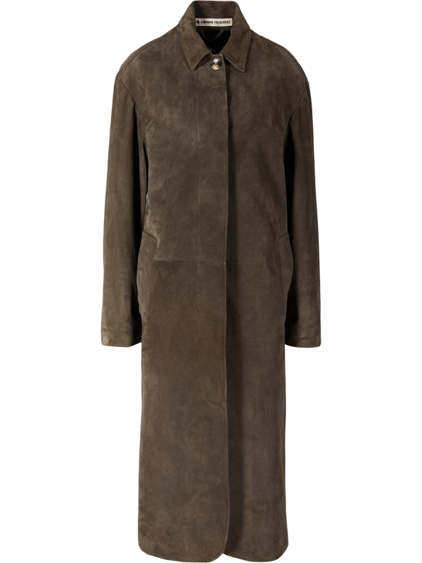 'Geta' coat in dark brown lambskin