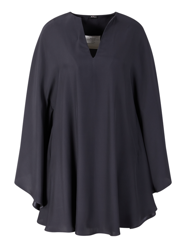 Kiton Seidenbluse mit Volantärmel Grau