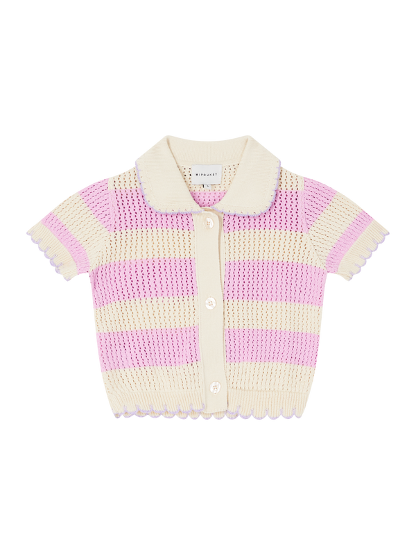 Gestreifte Strickjacke 'Vita' Pink