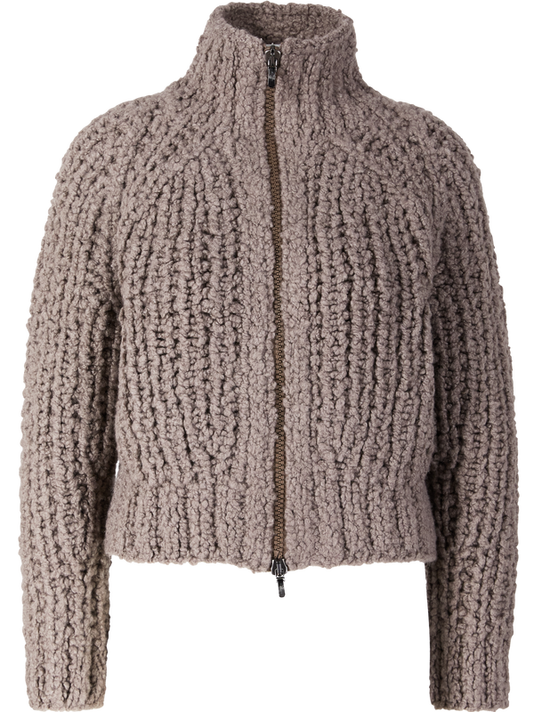 'Heloisa Handstrick' wool and silk cardigan, taupe