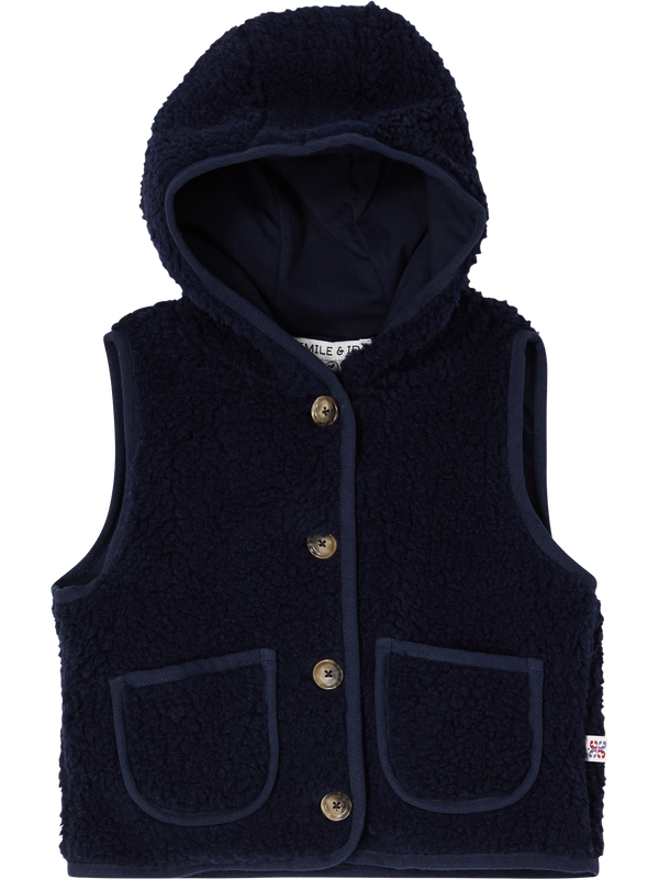 Sherpa-Weste mit Kapuze Marineblau