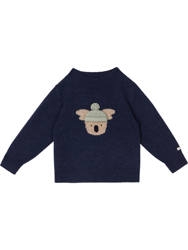 Strickpullover 'Koala' aus Merinowolle Marineblau