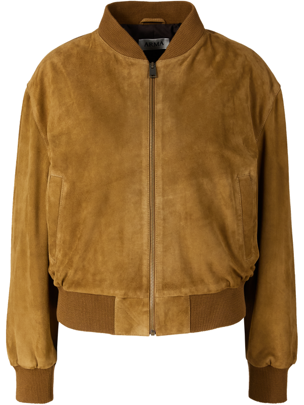 'Karen' leather jacket in olive green