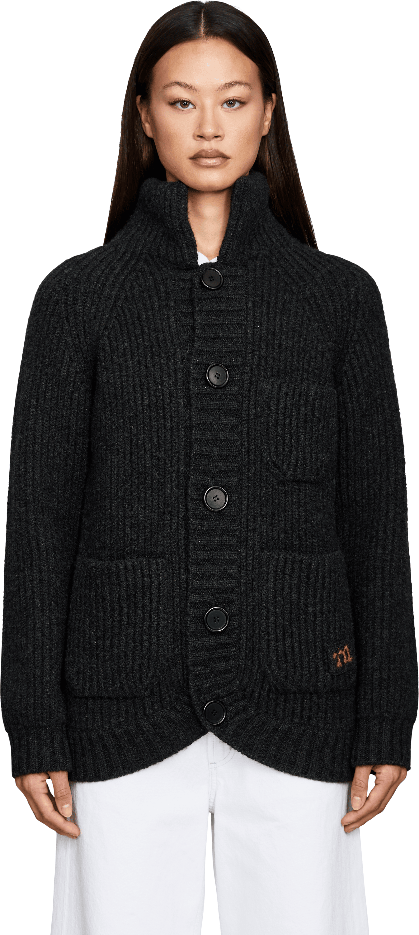 META CAMPANIA COLLECTIVE Cashmere-Strickjacke 'Michel' Anthrazit, Frontansicht – UNGER.DE