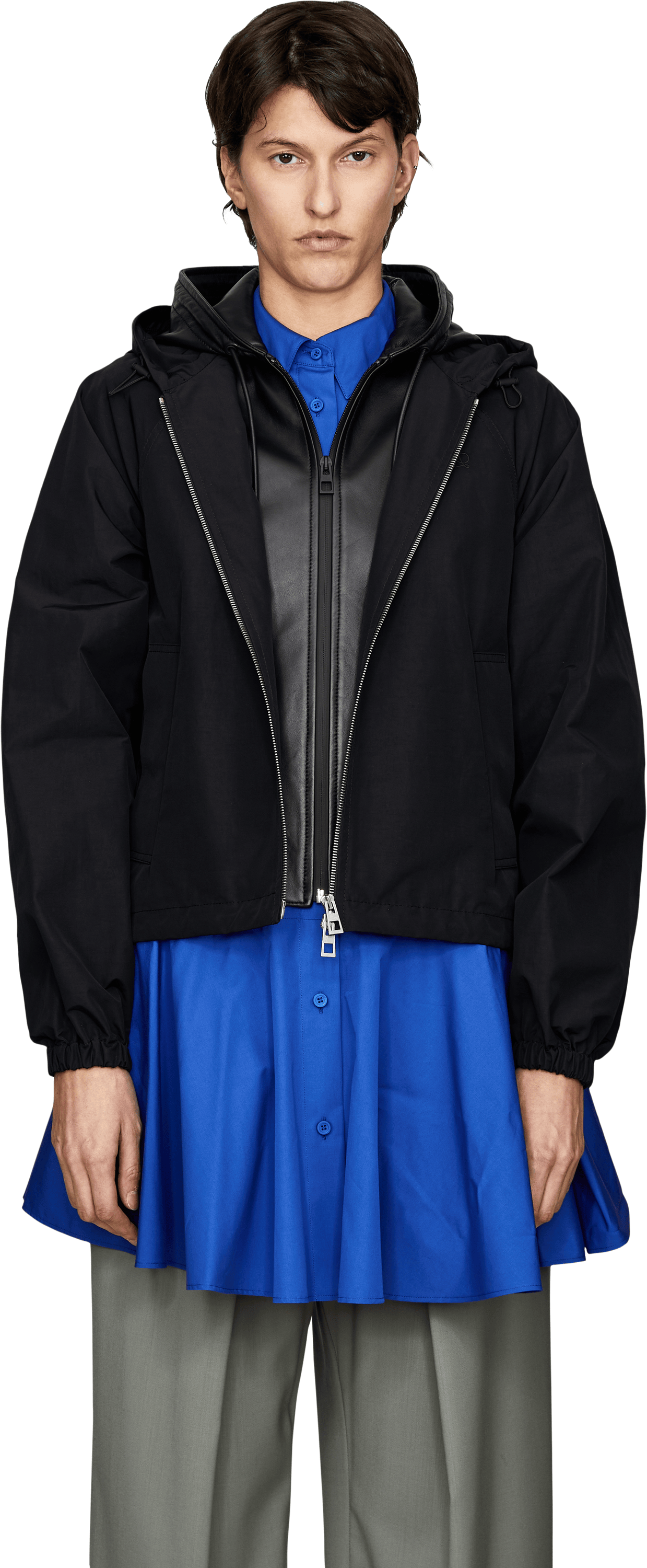 LOEWE Jacke 'Hooded' mit Kapuze Schwarz, Frontansicht – UNGER.DE