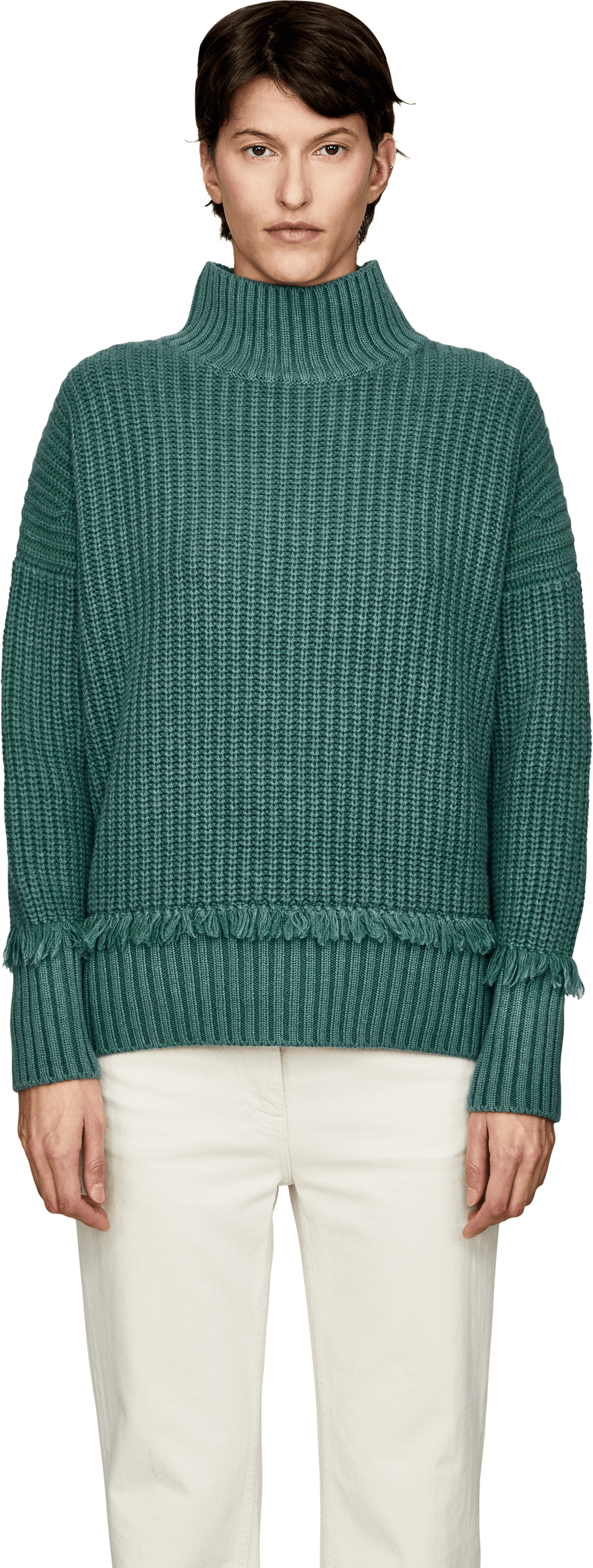 Iris von Arnim 'Panera Frings' Stonewashed Fern Cashmere Jumper, Front view – UNGER.DE