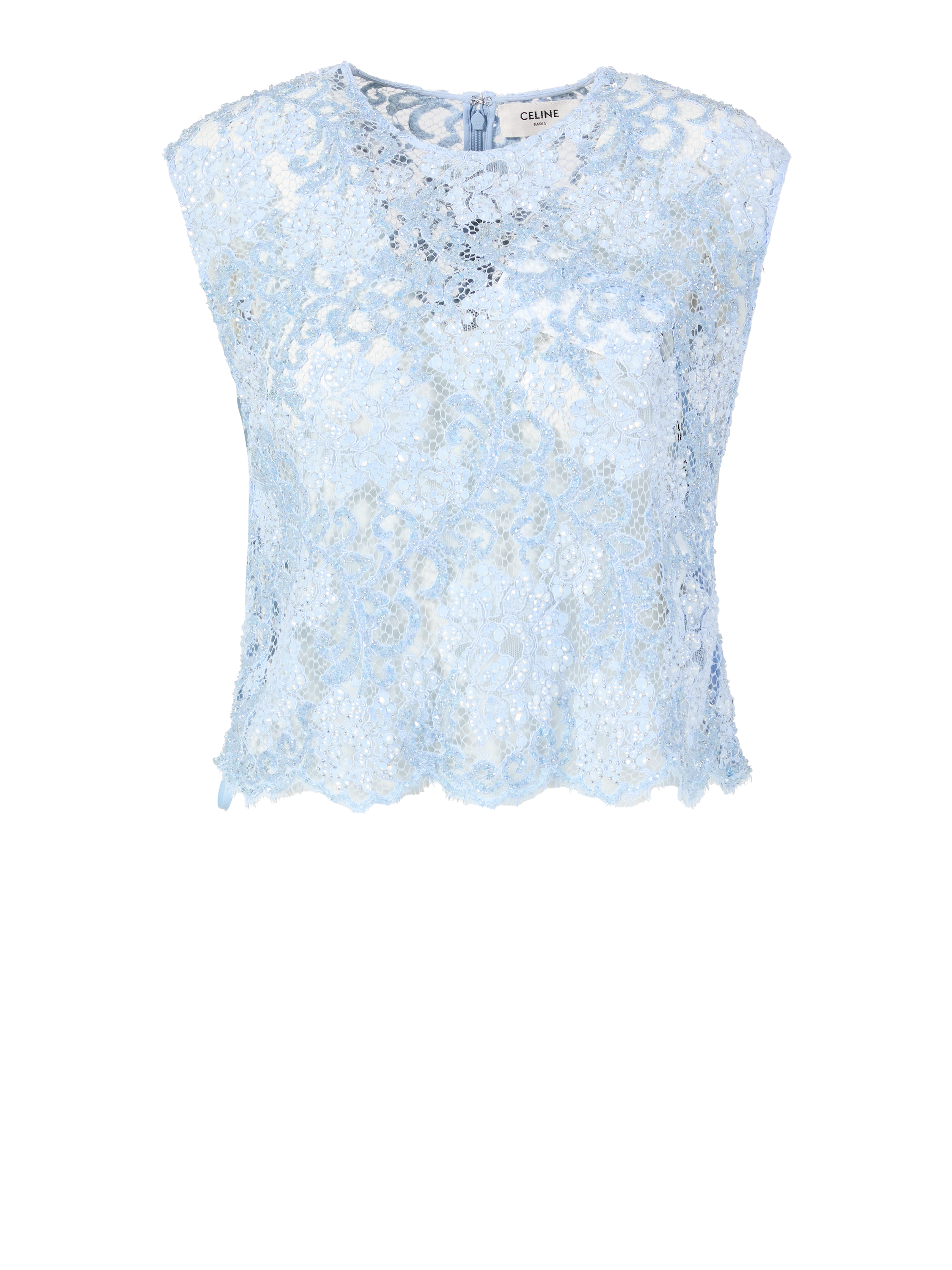Crop-Top aus Spitze Babyblau