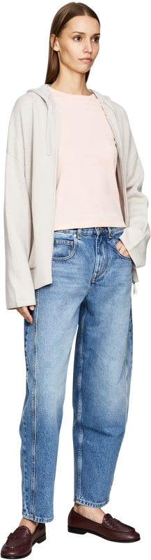 Woll-Cashmere-Strickjacke mit Kapuze Hellgrau