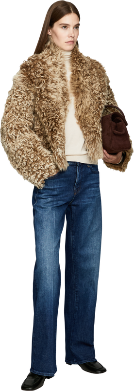 Wendbare Cropped Shearling-Jacke 'Mooney' Beige