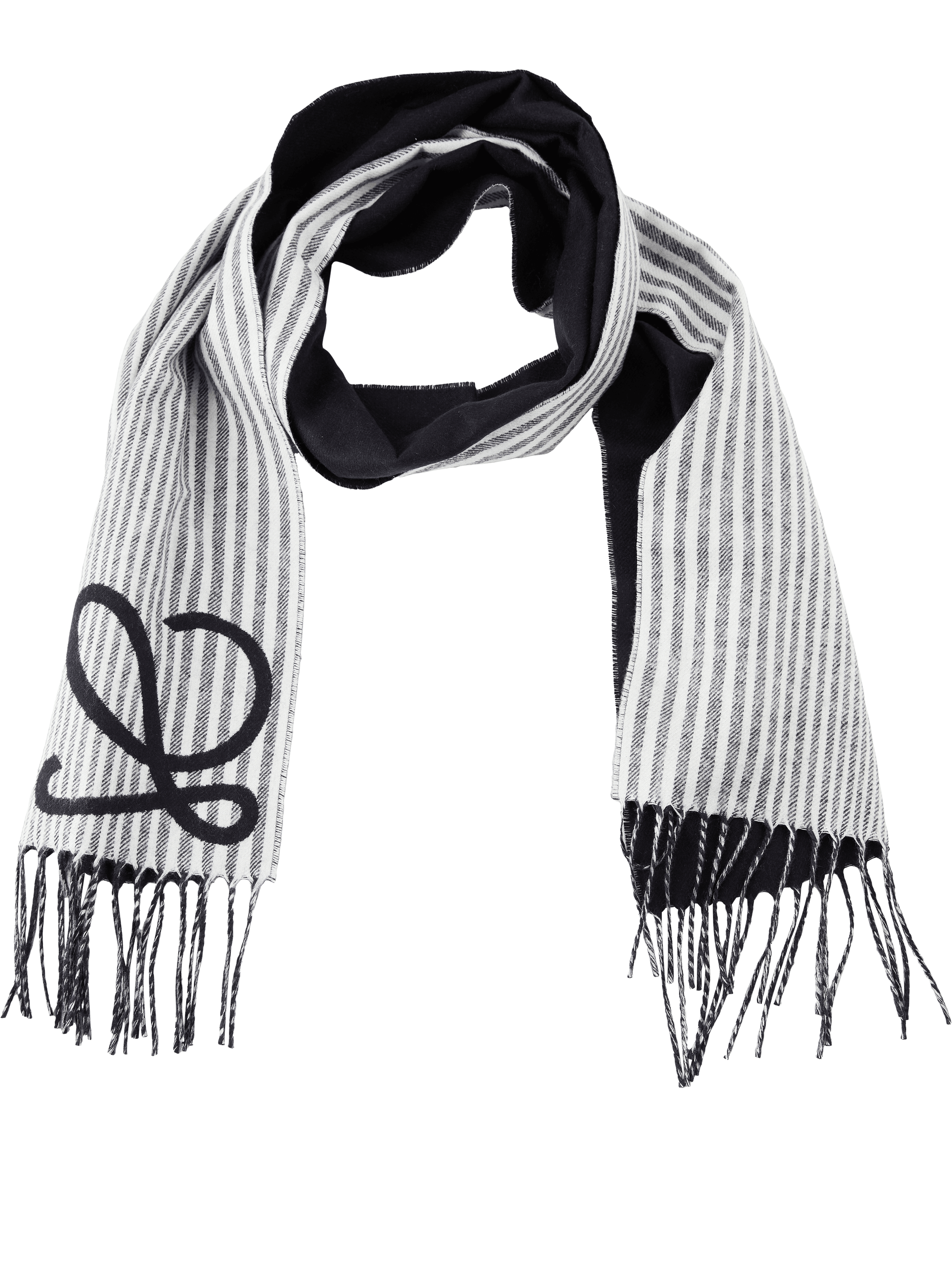 LOEWE Schal aus Seide und Cashmere Marineblau, Frontansicht – UNGER.DE