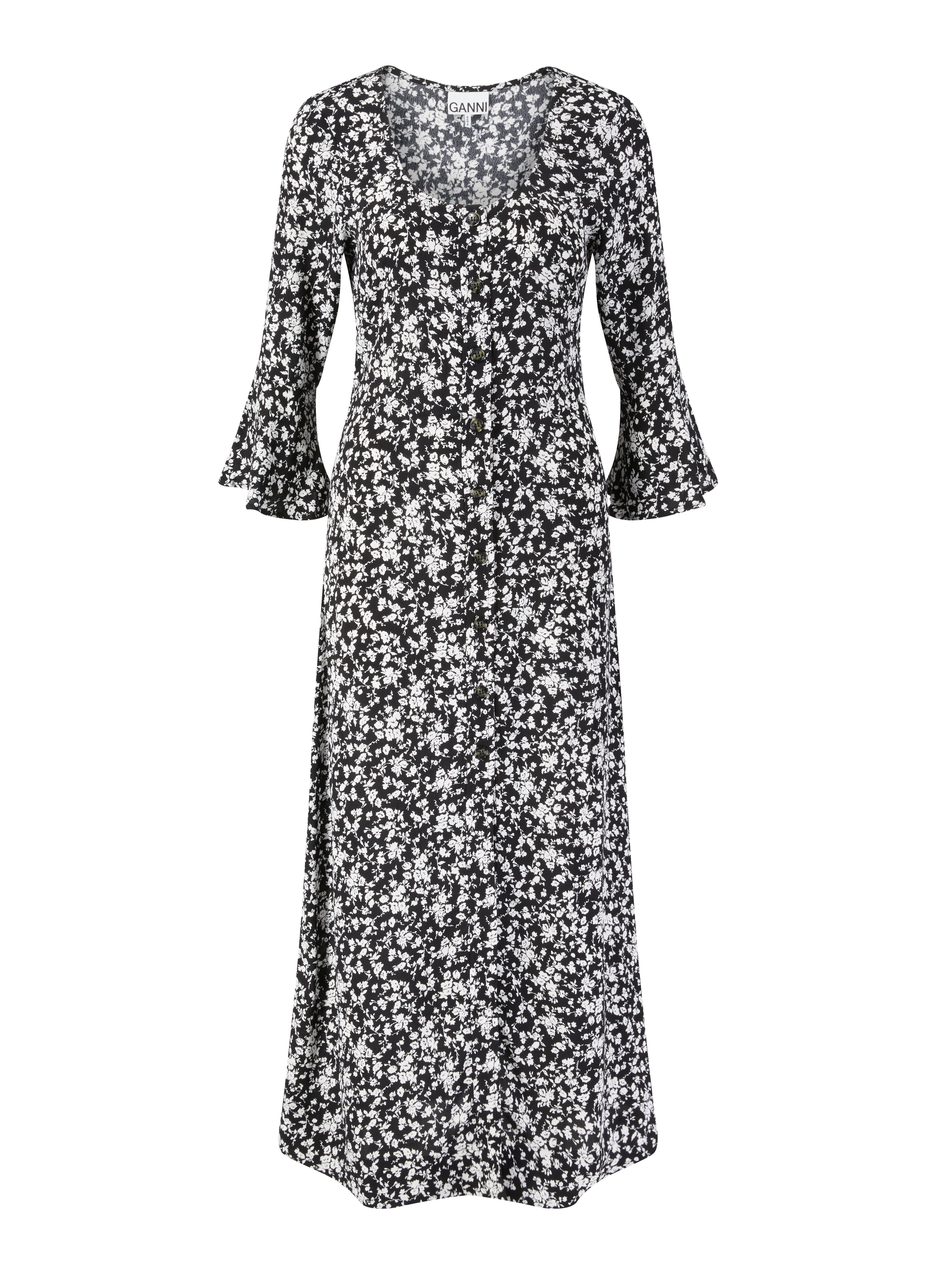 Maxikleid mit Blumenprint Schwarz