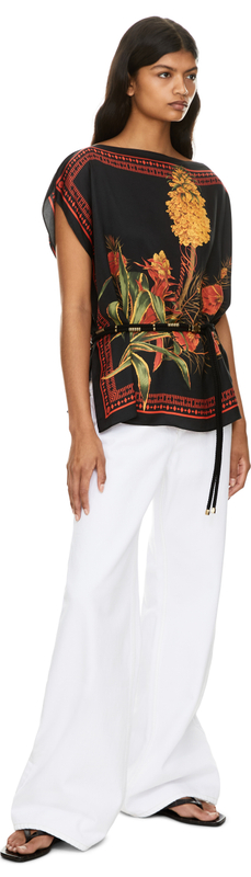 Asymmetrisches Top aus bedrucktem Viskose-Twill Multi