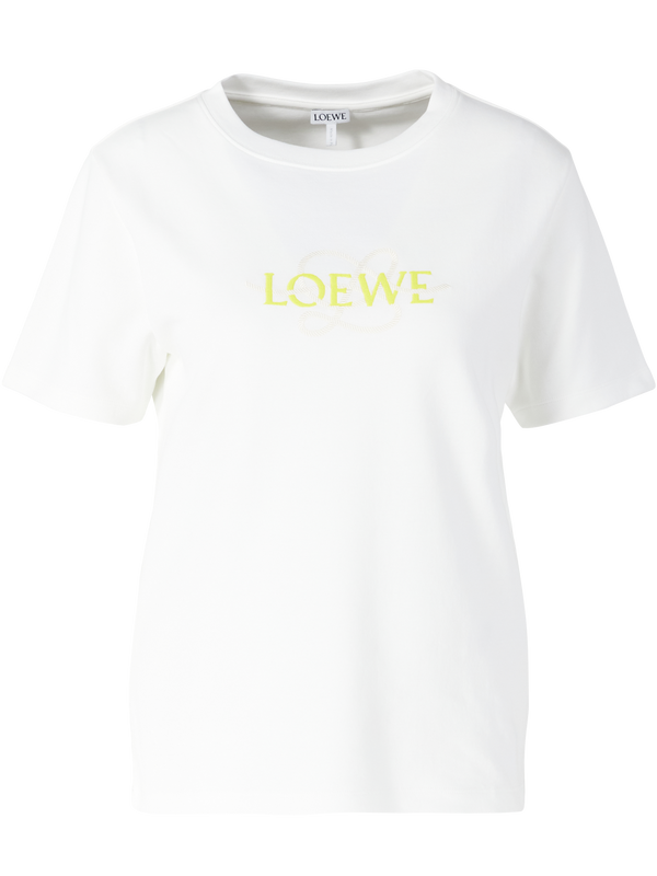 T-Shirt mit Logo-Stickereien Weiß