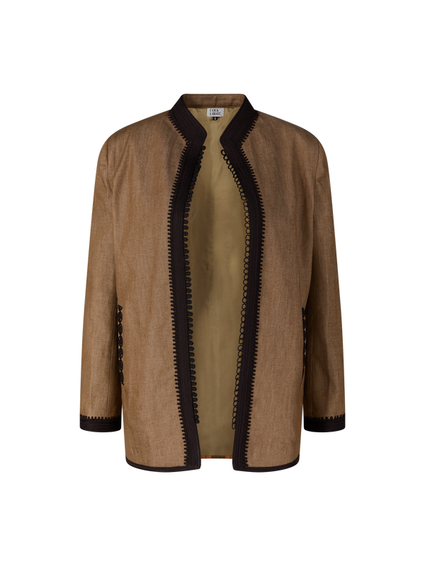 Blazer mit orientalischem Strickmuster Braun