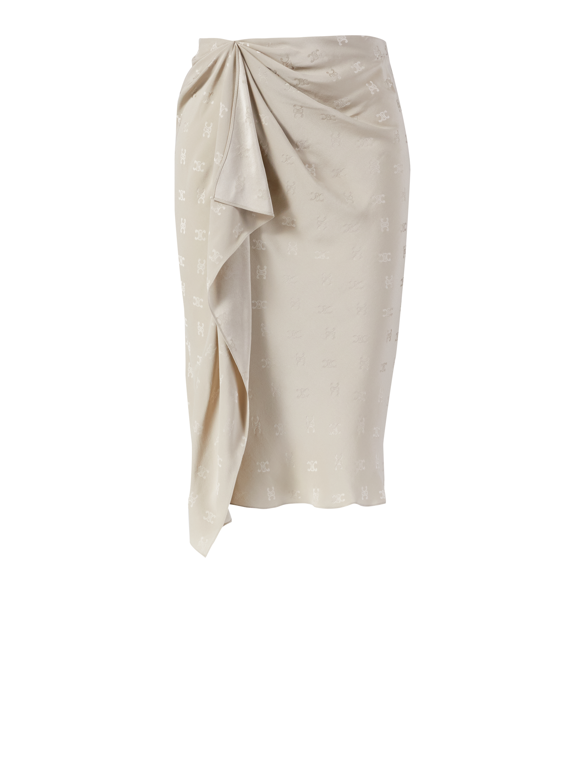 Drapierter Seidenrock Beige